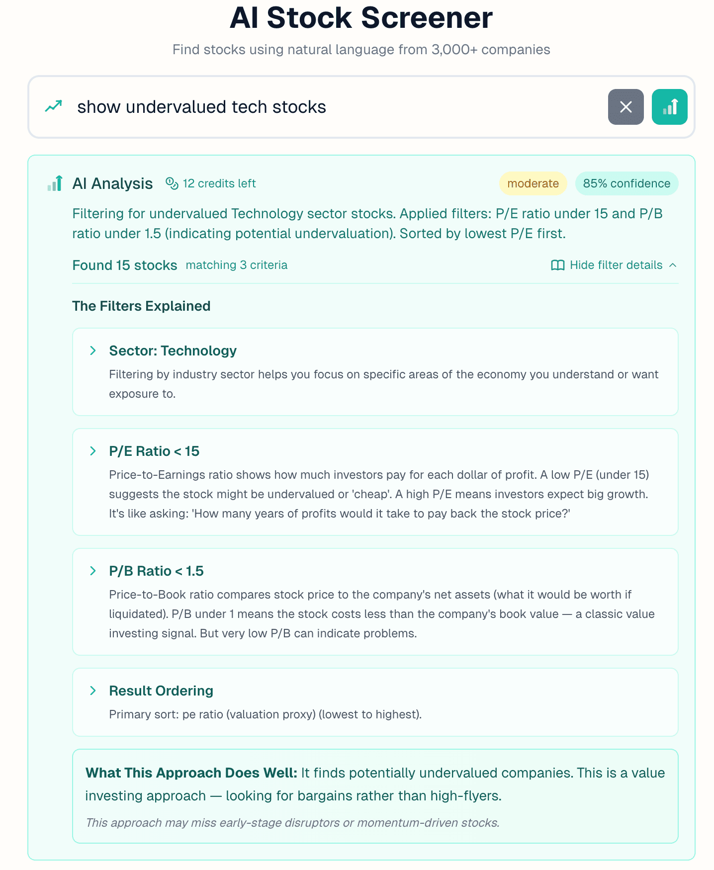 Filters Explained section showing detailed breakdowns